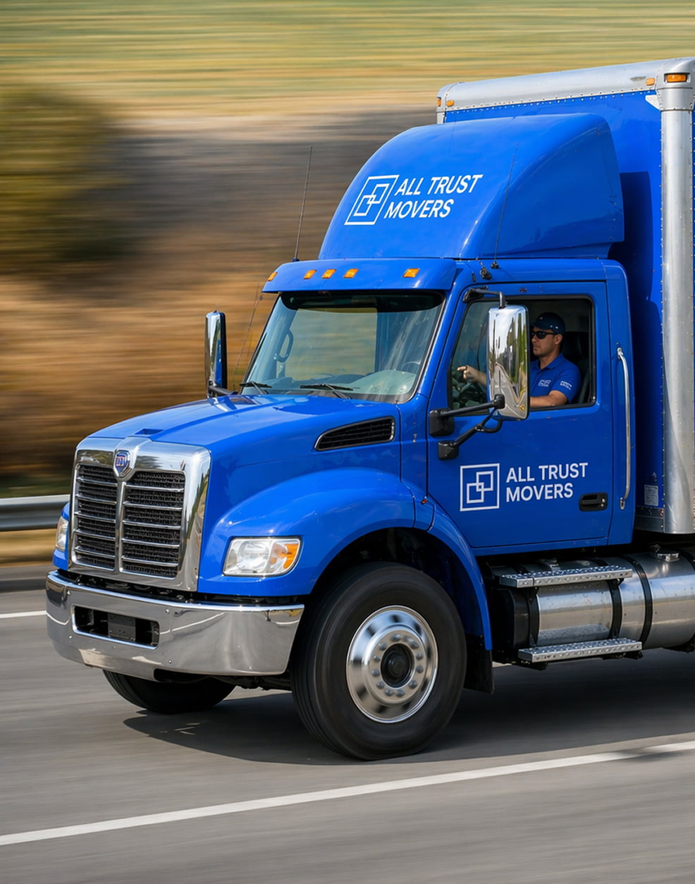 All Trust Movers truck in motion